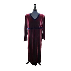 Vintage K.C. Spencer Burgundy Velvet Maxi Dress Witchy Whimsygoth